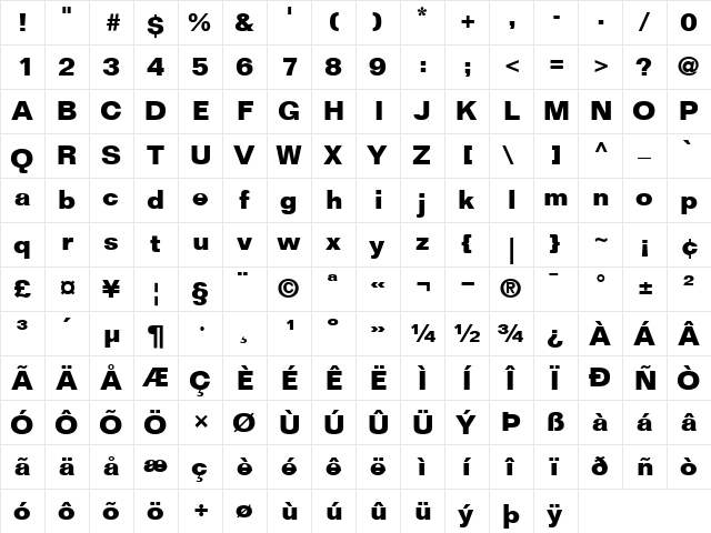 Folio Bold font glyphpreview