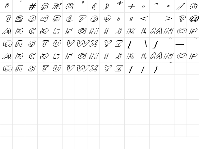 Snow-blind 3 Italic font glyphpreview