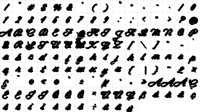 Spagheti Xtrude Personal Use Regular font glyphpreview