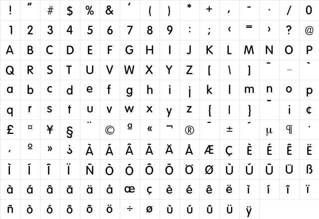 Volkswagen-Medium Regular font glyphpreview