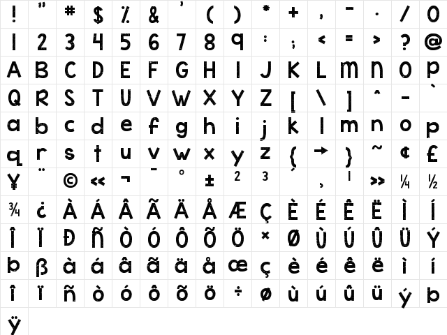 KG Cold Coffee Regular font glyphpreview