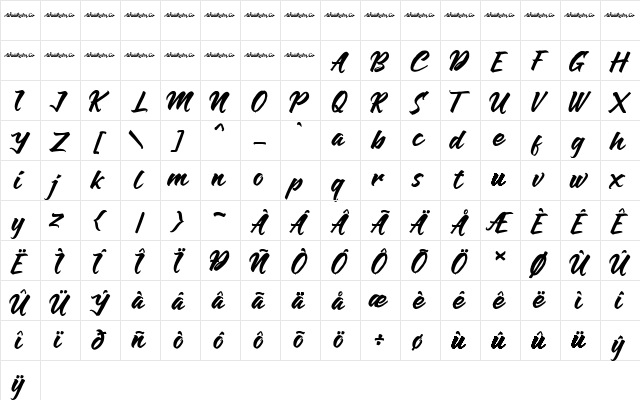 Anthares Demo Regular font glyphpreview