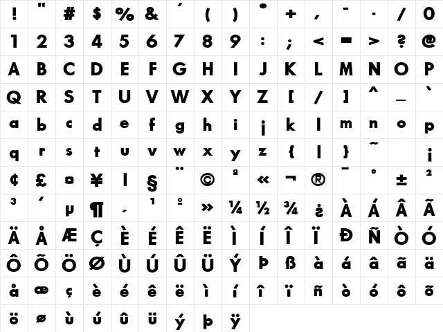 Future Bold font glyphpreview