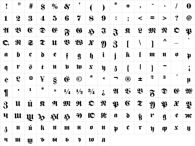Frankenstein Cyr Regular font glyphpreview