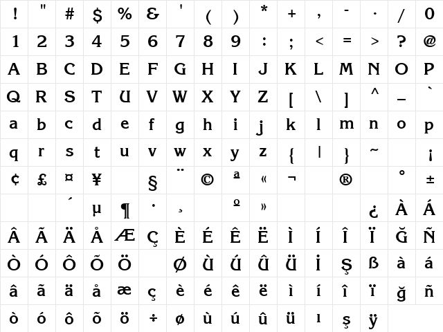 TR Eagles Bold font glyphpreview