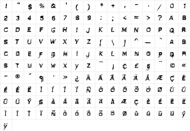 LTNotPainted Medium font glyphpreview