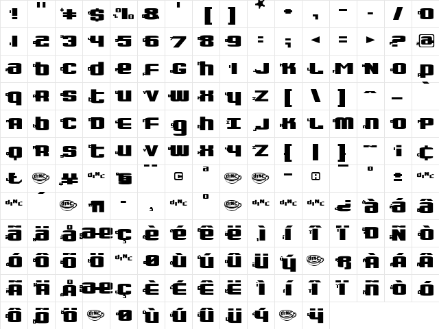 Dinette Regular font glyphpreview