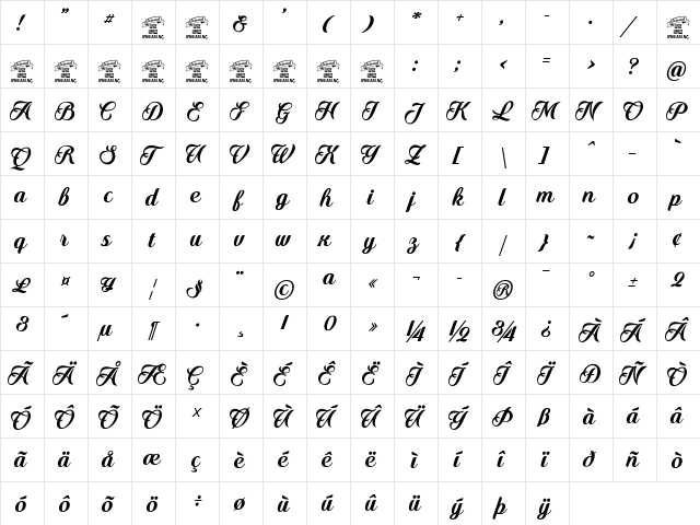 Quincho Script PERSONAL USE Regular font glyphpreview