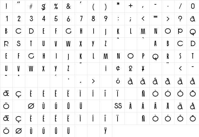 Organ Regular font glyphpreview