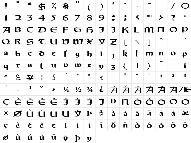 Oldy Regular font glyphpreview