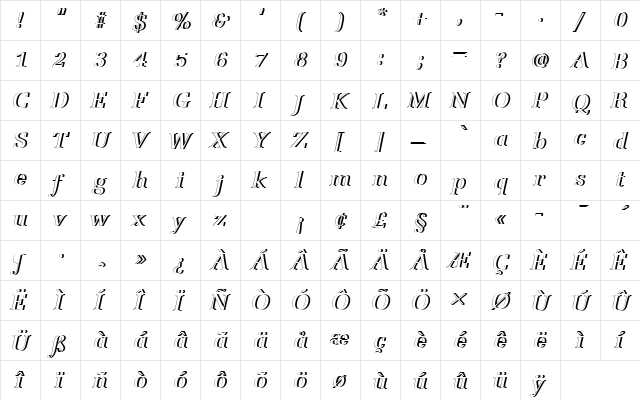 URWLatinoTMedItaRe1 Regular font glyphpreview