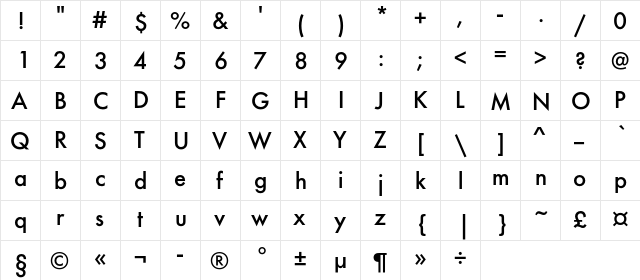 FuturisC Regular font glyphpreview