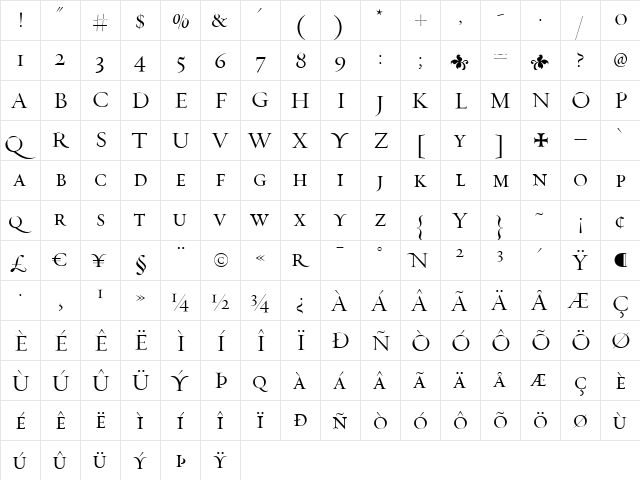 Requiem Medium font glyphpreview
