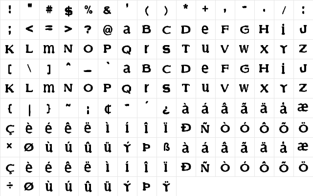 Finder Regular font glyphpreview