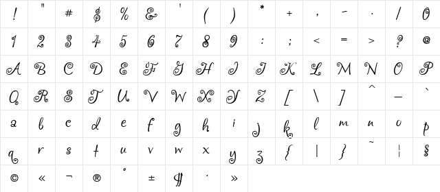 Chocogirl Regular font glyphpreview