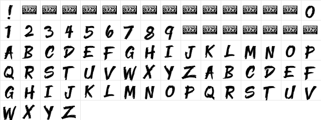 Yenoh Brush Regular font glyphpreview