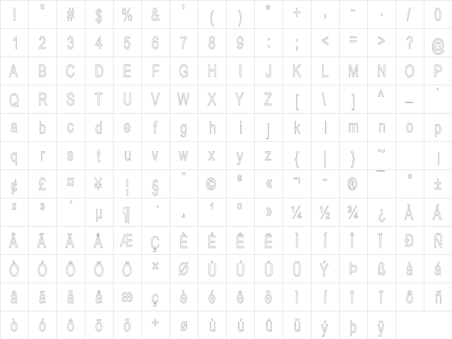 Arial HC Regular font glyphpreview