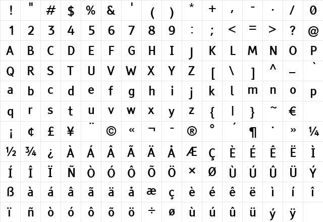 Tiresias PCfont Z Bold font glyphpreview