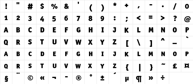 OfficinaSansBlackSCC Regular font glyphpreview
