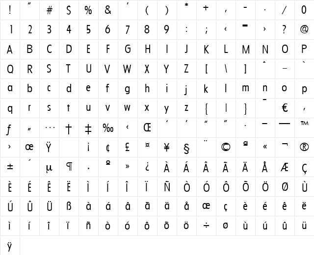 Florida-Light Regular font glyphpreview