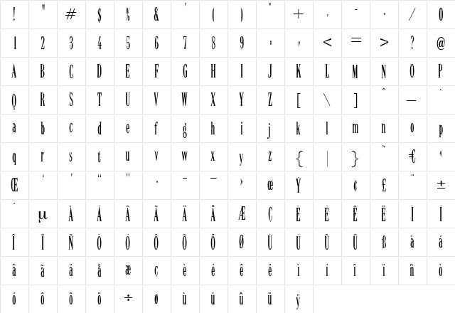 Quincy Regular font glyphpreview
