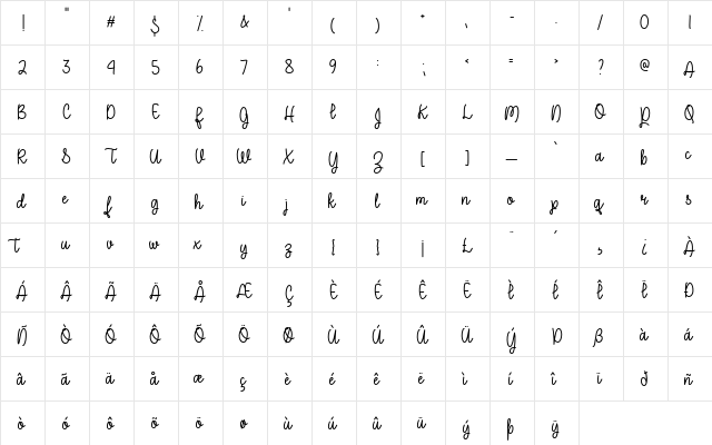 A Perfect Place Regular font glyphpreview