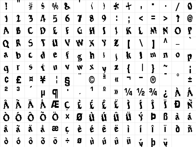 Electric Regular font glyphpreview