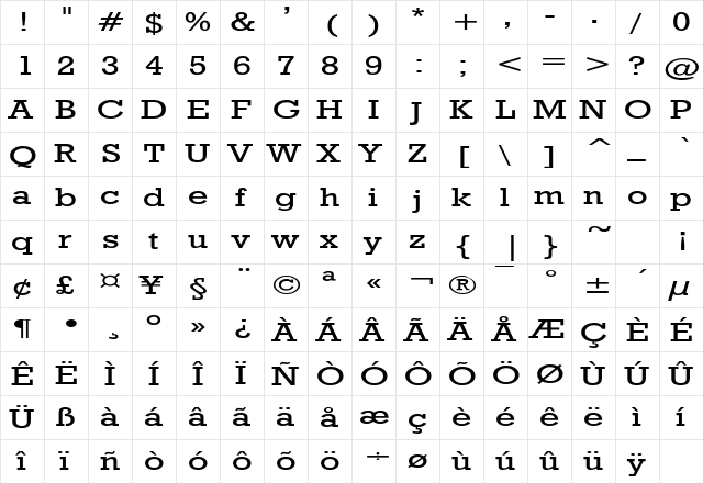 RocklandExtended Regular font glyphpreview