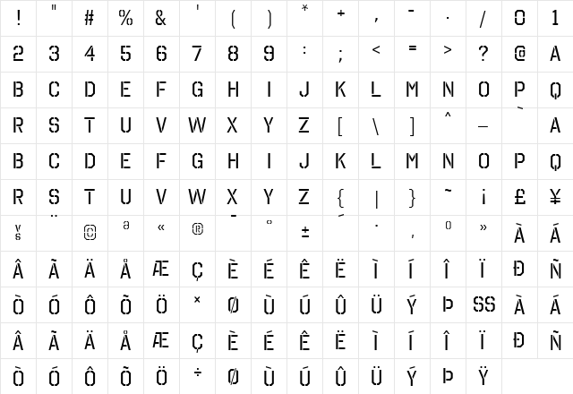 Octin Stencil Free Regular font glyphpreview