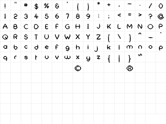 Universal Shatter Regular font glyphpreview