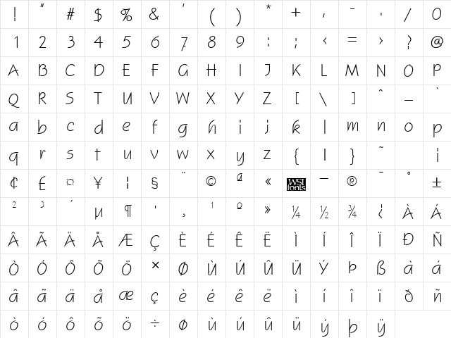 Scogin Regular font glyphpreview