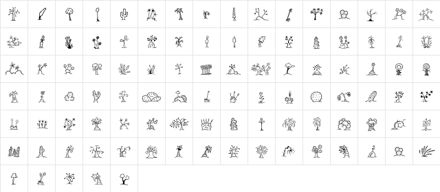 MiniPics UprootedTwig Regular font glyphpreview