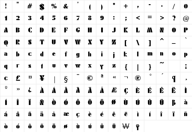 Modern Stamp Regular font glyphpreview