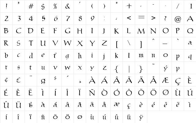 Marylebone Regular font glyphpreview