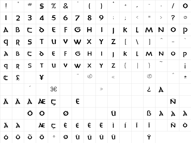 Sheila 4 Regular font glyphpreview