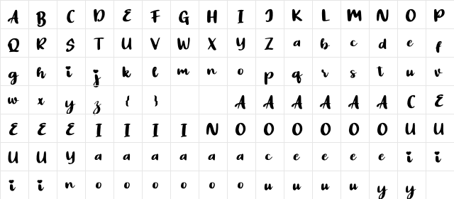 Amilo Regular font glyphpreview