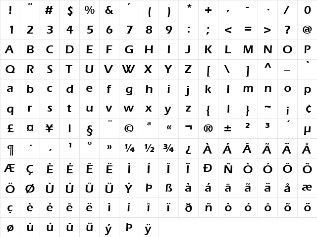 EerieBlack Regular font glyphpreview