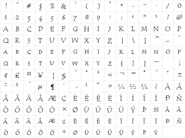 Tempus SC ITC TT Regular font glyphpreview