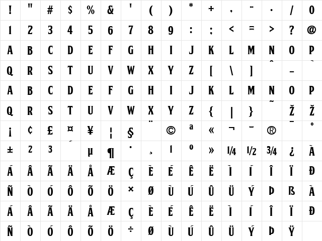 FTY SKORZHEN NCV Regular font glyphpreview