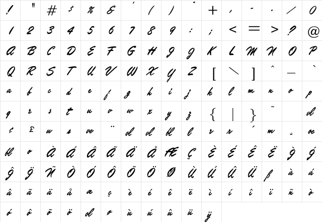 Kingman Regular font glyphpreview
