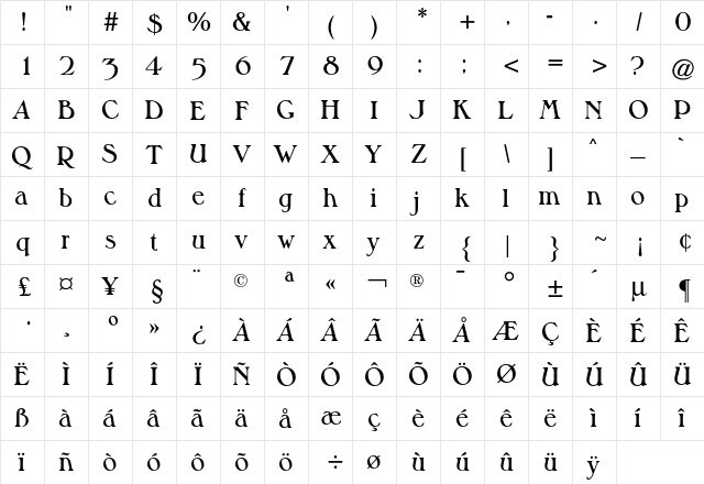 Musketeer CG DemiBold Regular font glyphpreview