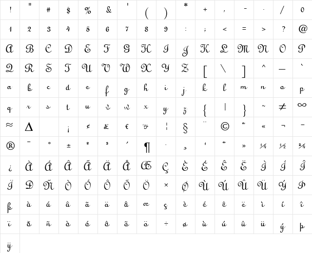 Script-L730 Regular font glyphpreview