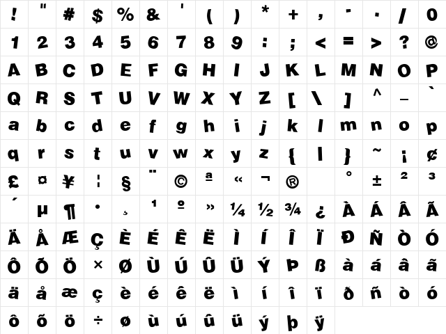 Soopafresh Regular font glyphpreview