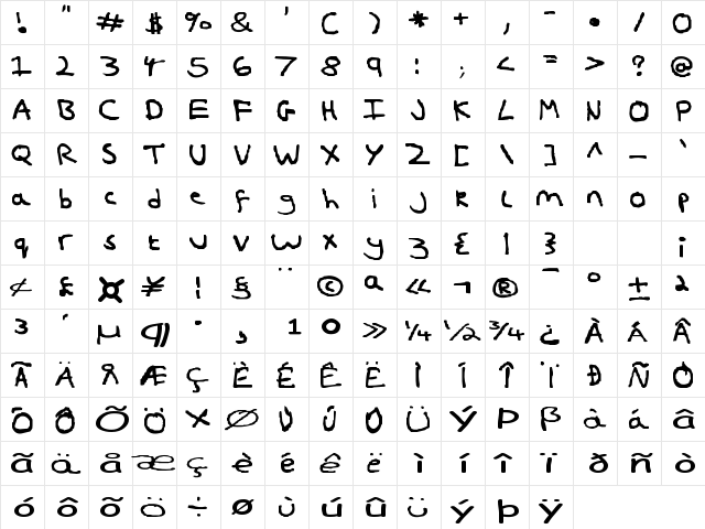 HandFont Regula font glyphpreview