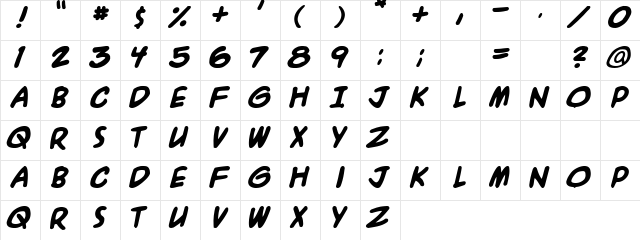 Thick Over Regular font glyphpreview