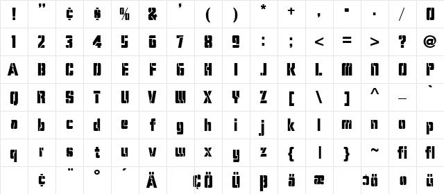 Stencil Camera Regular font glyphpreview