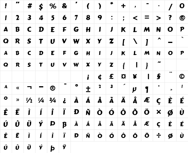 ComicBook Normal font glyphpreview