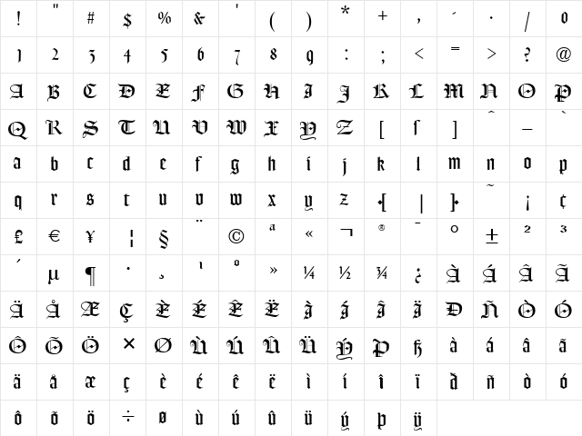 FrederickText Regular font glyphpreview