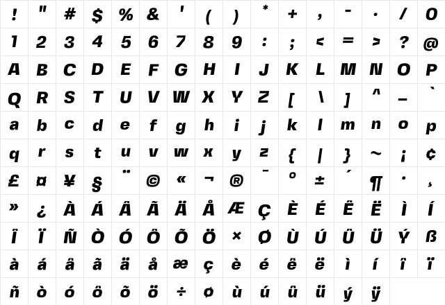 Fivo Sans Modern Heavy Regular font glyphpreview