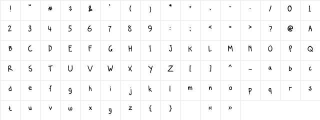 My Kids Handwritten-Basic Regular font glyphpreview